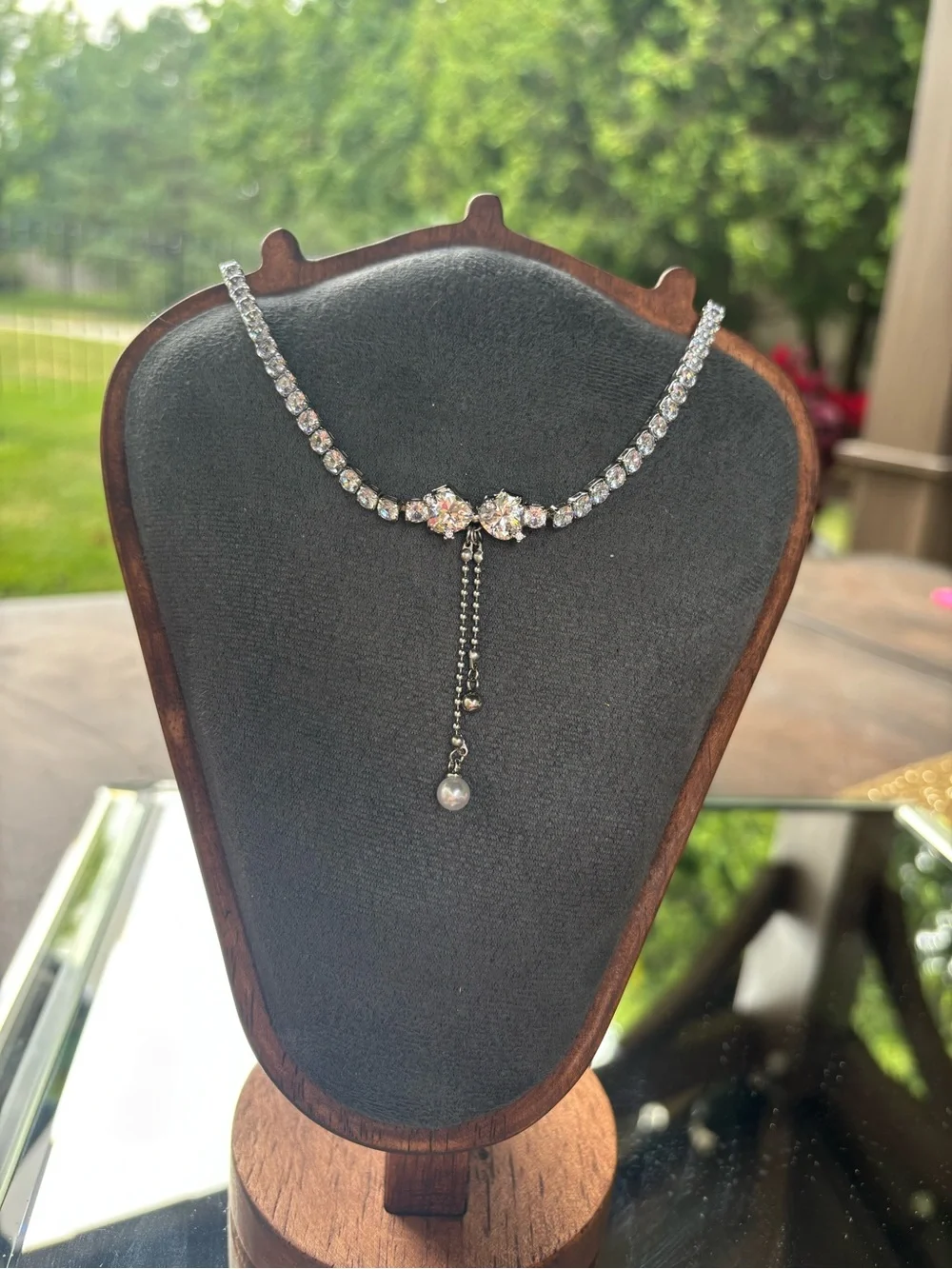 rhinestone bow choker
